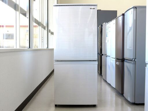 北海道/千歳市 1ヶ月保証！2019年製 SHARP シャープ 2ドア冷蔵庫  SJ-D14E-W  白/ホワイト ドア開き変更可能 近郊配送/店頭でのお受渡し大歓迎