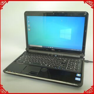 黒色 ノートパソコン 中古良品 15型ワイド 富士通 AH54/D 第2世代 i3 4GB 640GB DVDマルチ 無線 カメラ Windows10 Office 即使用可能 黒色 ノートパソコン 中古良品 15型ワイド 富士通 AH54/D 第2世代 i3 4GB