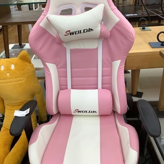SWOLOL ゲーミングチェア　ピンク×ホワイト　座椅子型