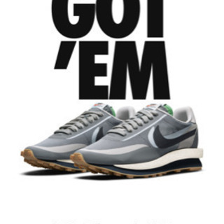 新品!NIKE LDワッフル×sacai CLOT cool grey 26cmの画像