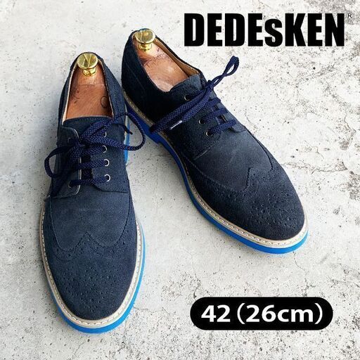 【 DEDEsKEN 】デデスケン　26cm スエード ウイングチップ ブルー