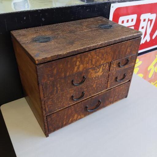 ⭐️骨董⭐️桑材？ お針箱 裁縫箱 まだら模様 小物入れ レトロ 引出し アンティーク