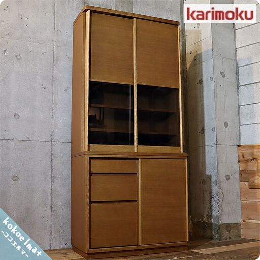 karimoku(カリモク家具)のナチュラルスタンダードモダンシリーズのオーク材食器棚 ET3410MEです。シンプルでスッキリとしたフォルムは北欧スタイルやナチュラルテイストインテリアにもおすすめ！BJ131