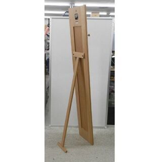 木製スタンドミラー 日進木工 時計つき フック 飛騨家具 姿見 全身鏡 コートハンガー 札幌西区