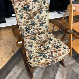 【ロッキングチェア】木製　飛騨の家具　レザートップ　昭和レトロヴィンテージ◎ ロッキングチェア】木製 飛騨の家具 レザートップ 昭和レトロ