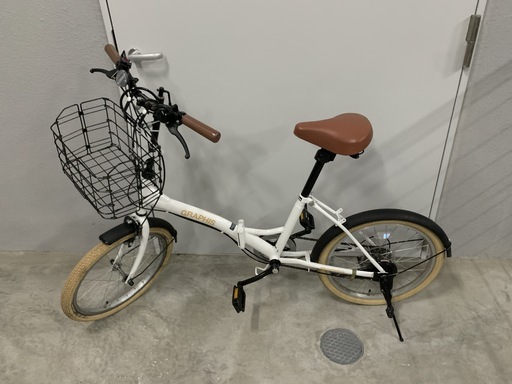 [かご付き折りたたみ自転車　ホワイト]