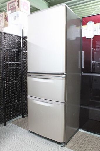 三菱 MR-C34Y-P 冷蔵冷凍 335L/右開き 3ドア 大容量フリーザー シャンパンピンク 2015年製 MITSUBISHI 家電 店頭引取歓迎 R4319)