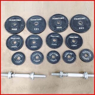 状態良好 FIGHTING ROAD/ファイティングロード トレーニングベンチ+プレート70Kg+バーベルシャフト 1本+ダンベルシャフト 2本 手渡し希望/自社配送可能（配送エリアについてお問い合わせください）