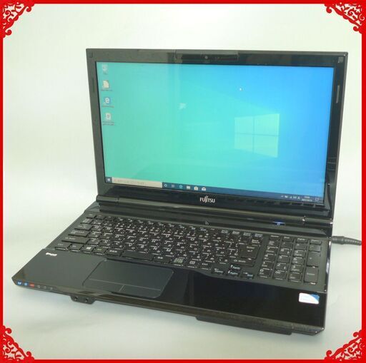 中古美品 ノートパソコン 15型ワイド FUJITSU 富士通 AH42/J Pentium 4GB 640G DVDRW 無線LAN Bluetooth webカメラ Windows10 Office