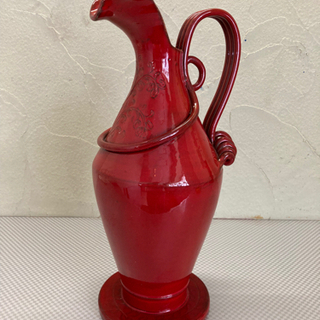 【ネット決済】赤い壺　花瓶　置物