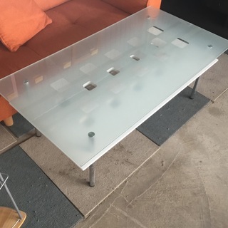 ローテーブル　ガラス　白