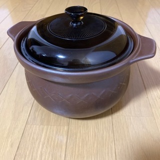 陶器鍋　ガラス蓋付き　中古