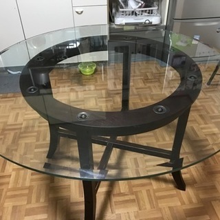 円形ガラステーブル(中古、テーブルのみ)