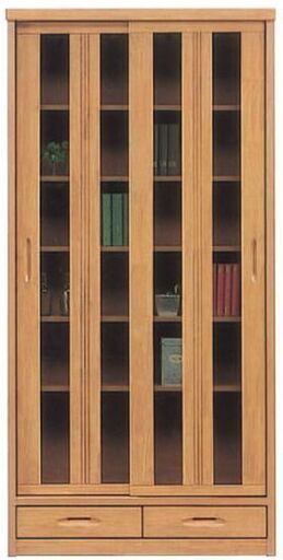 未使用品 90cm幅の高品質書棚 本棚 引き戸フリーボード