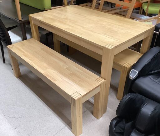 IKEA/イケア ダイニングテーブル 3点セット NA テーブル／ベンチチェア×2【ユーズドユーズ名古屋天白店】 J1137