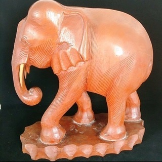 【ネット決済】存在感抜群 象の木彫り置物　アフリカ象大型　ゾウの...