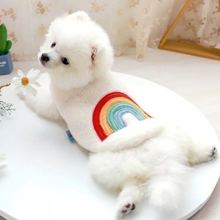 【ネット決済】わんちゃんのお洋服　もこもこ虹　ペット　犬