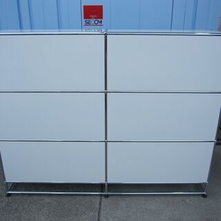 USMハラー　ホワイト　2列3段　キャビネット　雑誌架　