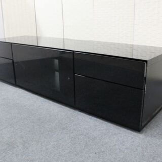 シギヤマ家具テレビ台幅160 UV 塗装ブラック  AVボード 中古家具 店頭引取歓迎 R4286)