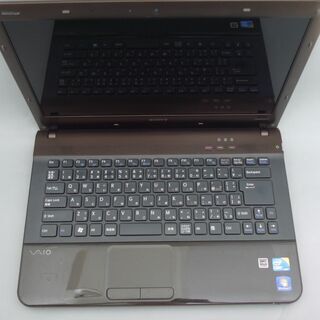 日本製 茶色 ノートパソコン 高速SSD 中古良品 14型ワイド SONY VAIO