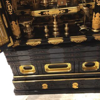 ■5852■愛知発引取限定■仏壇 生抜き済み 精抜き済み 仏具付き 横約66cm 高さ約137cm