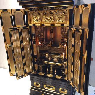 ■5852■愛知発引取限定■仏壇 生抜き済み 精抜き済み 仏具付き 横約66cm 高さ約137cm