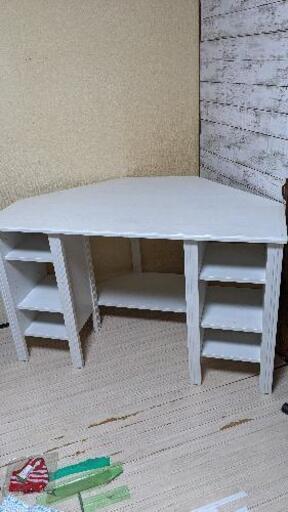 【美品】WHITEコーナーデスク