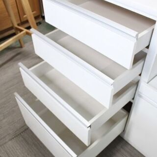 キッチンボード(レジューム 90AG-S WH/90QH-R WH) ハイタイプ 高機能レール搭載 2020年製 NITORI 食器棚 中古家具 店頭引取歓迎 R4353)