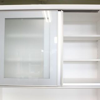 キッチンボード(レジューム 90AG-S WH/90QH-R WH) ハイタイプ 高機能レール搭載 2020年製 NITORI 食器棚 中古家具 店頭引取歓迎 R4353)