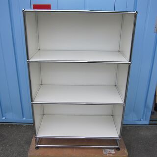 USMハラー　3段キャビネット　オープン書庫　ホワイト