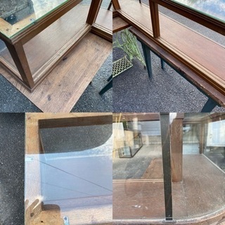 アンティークL型ショーケース。