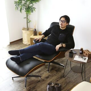 🌈Sラウンジチェア＆オットマン 【イームズラウンジ／ブラック色】ラウンジチェア オットマン 一人掛け パーソナルチェア 訳あり 撮影品 B品 アウトレット品 ※定価39,990円🌈