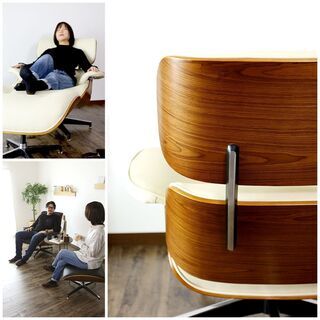 🌈Sラウンジチェア＆オットマン 【イームズラウンジ／ブラック色】ラウンジチェア オットマン 一人掛け パーソナルチェア 訳あり 撮影品 B品 アウトレット品 ※定価39,990円🌈