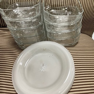 ガラス8角形小鉢9個 小皿5枚