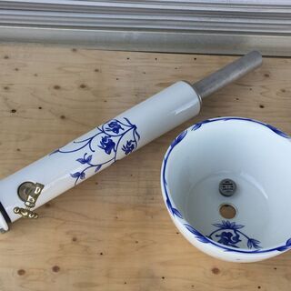 【値下げ】 香蘭社　水栓柱＋手水鉢＋蛇口セット 