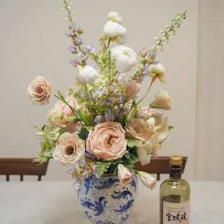 造花の花瓶　薔薇、芍薬など