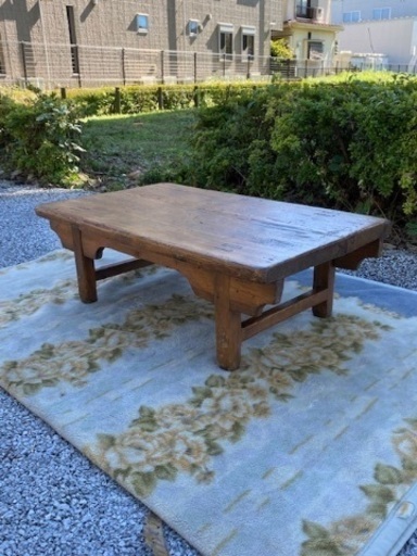 ◎大幅お値下げしました‼️ シャビーな雰囲気 木製 テーブル ちゃぶ台 作業台 抽斗 無垢材