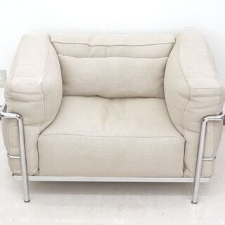 北海道千歳市発 Cassina カッシーナ LC3 1Pソファ/1人掛けソファ ファブリック アイボリー イ・マエストリ・コレクション ②