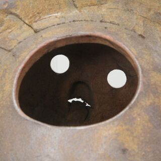 特大 時代物 信楽焼 初期 たぬき 置物 焼物 穴のあいた目 瘦せ型