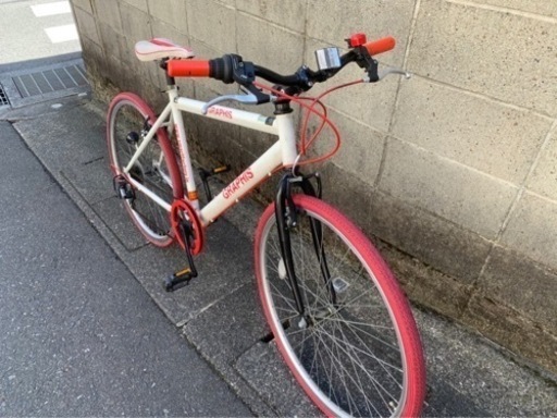 【クロスバイク】美品❗️26インチ　6段変速　カラータイヤ使用❗️新品スタンド❗️若林自転車　膳所　SALE❗️ クロスバイク】美品❗️26インチ 6段変速 カラータイヤ使用❗️新品