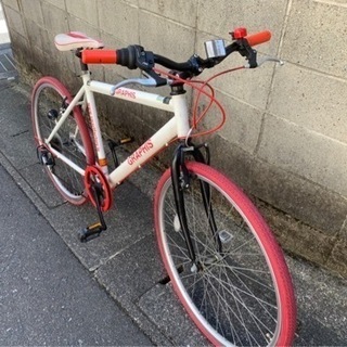 【クロスバイク】美品❗️26インチ　6段変速　カラータイヤ使用❗️新品スタンド❗️若林自転車　膳所　SALE❗️
