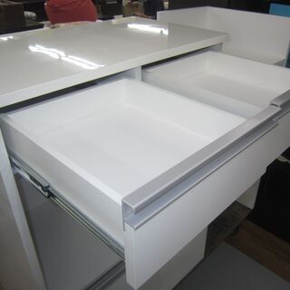 R224 国産 伸長式キッチンカウンター、キッチンボード、幅75cm～135cm 