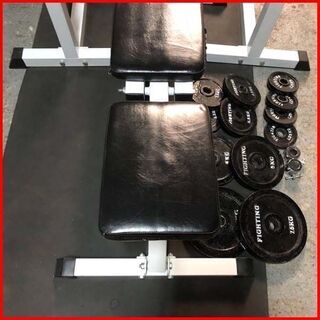 状態良好 WILD FIT/ワイルドフィット ベンチプレス+フティスタンド+FIGHTING ROAD社製プレート合計40Kg+EZバー1本 手渡し希望/自社配送可能（配送エリアについてお問い合わせください）