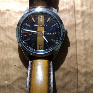 HAMILTON [ハミルトン] 腕時計 Broadway （ブロードウェイ） Day Date クオーツ 40MM レザーベルト ブルー×ブラウン ブロードウェイ Day Date Quartz - ダイヤルカラー:ブルー - H43311541