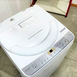 全自動洗濯機 SHARP ES-GE6C-W 2018年製 6.0kg ホワイト 穴無し