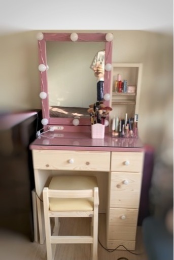 化粧台 ドレッサー 鏡台 makeup dresser ピンク パープル　おしゃれ　かわいい