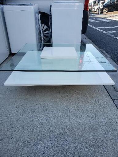 センターテーブル ガラステーブル ローテーブル モダン ホワイト 正方形