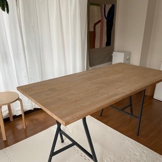 【ネット決済】IKEA無垢材テーブルトップ＋脚2本