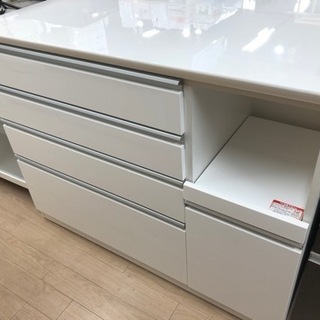 パモウナ w140 キッチンカウンター 鏡面 白 ホワイト ソフトクローズ 