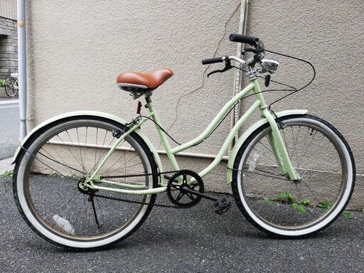 お洒落なビーチ自転車　現状販売　フレーム塗り替えてます LED弾丸ライト＆NEWシート付
